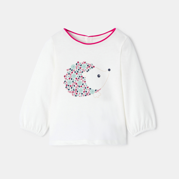 تيشيرت برسوم حيوانات باللون الوردي للفتيات الرضع.